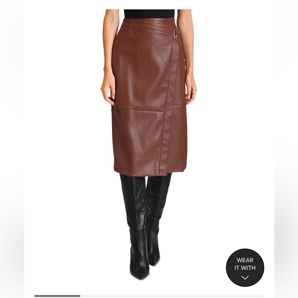 NWT Bagatelle Faux Leather A-Line Midi Skirt - Picture 1 of 4
